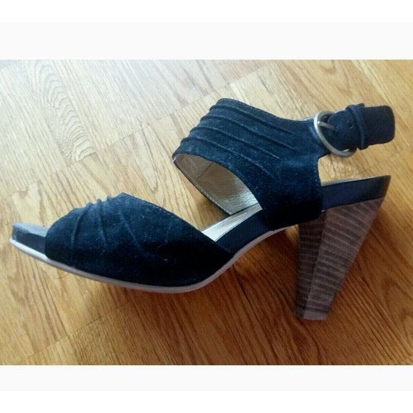 Hush Puppies suede comfy strappy black open toe sandals heels shoes - Picture 9 of 13